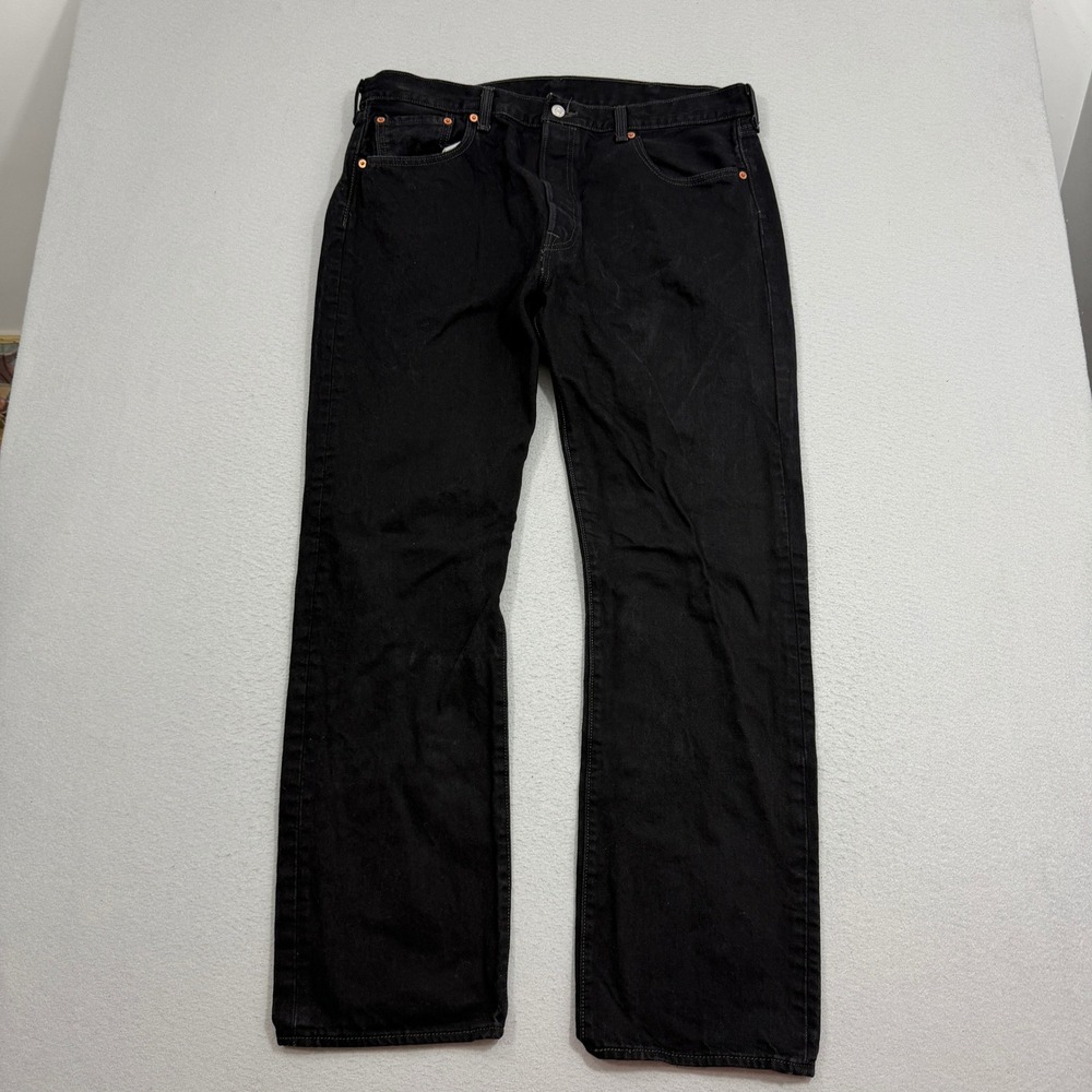Levis 501 Jeans Mens 38x32 Black Original Fit Straight Leg Button Fly Denim